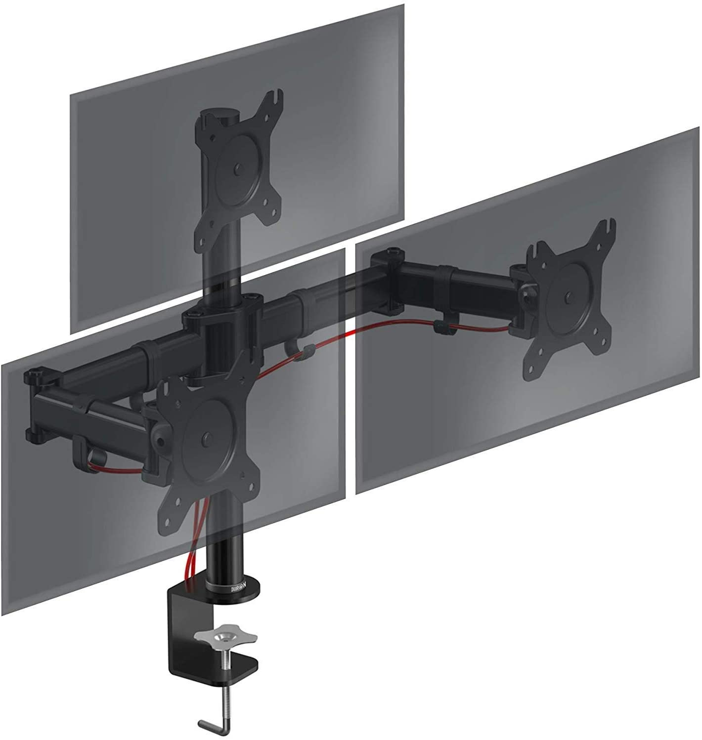 Soporte para 3 Monitores - Duronic DM253 BK Soporte para 3 Monitores de 13 a 27" | Cabezal Giratorio e inclinable, Máx 8kg DURONIC, Negro