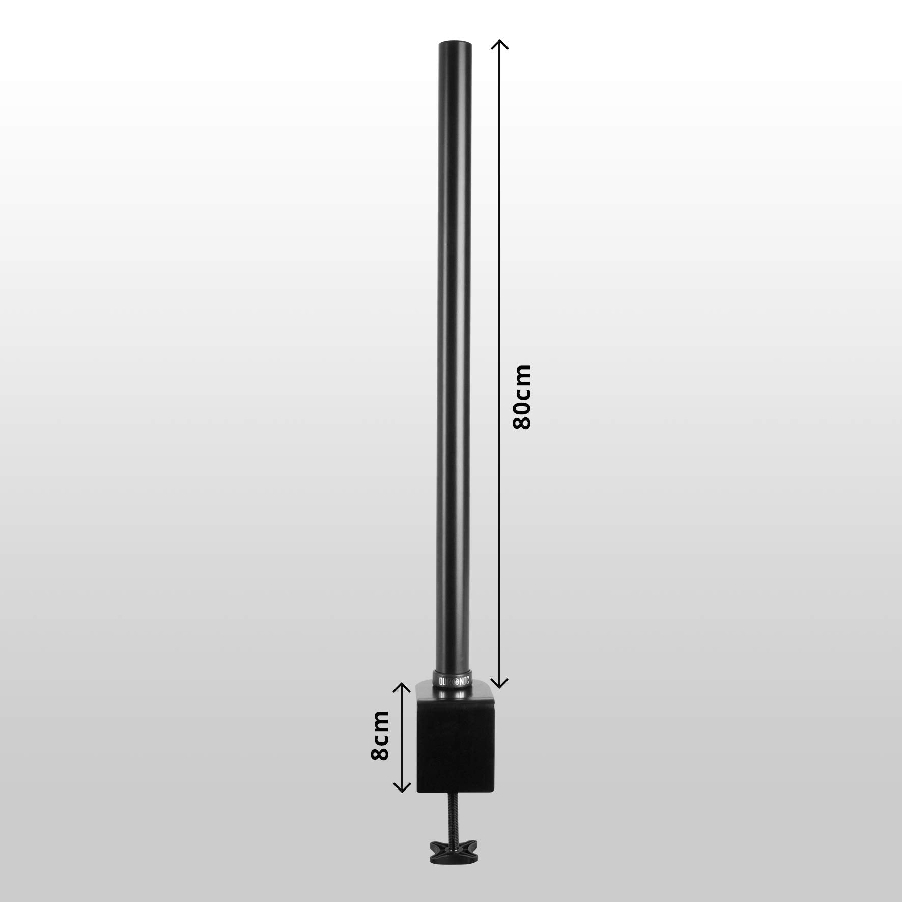 Hoher schwarzer Pfosten mit quadratischer Basis. Der Pfosten ist 80 cm hoch, die Basis 8 cm lang.
