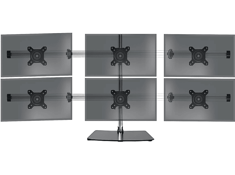 Soporte para monitores  - Duronic DM756 Soporte 6 monitores 15" 24" Pulgadas Base Brazo Extensible PC TV LED LCD 8Kg Máx DURONIC