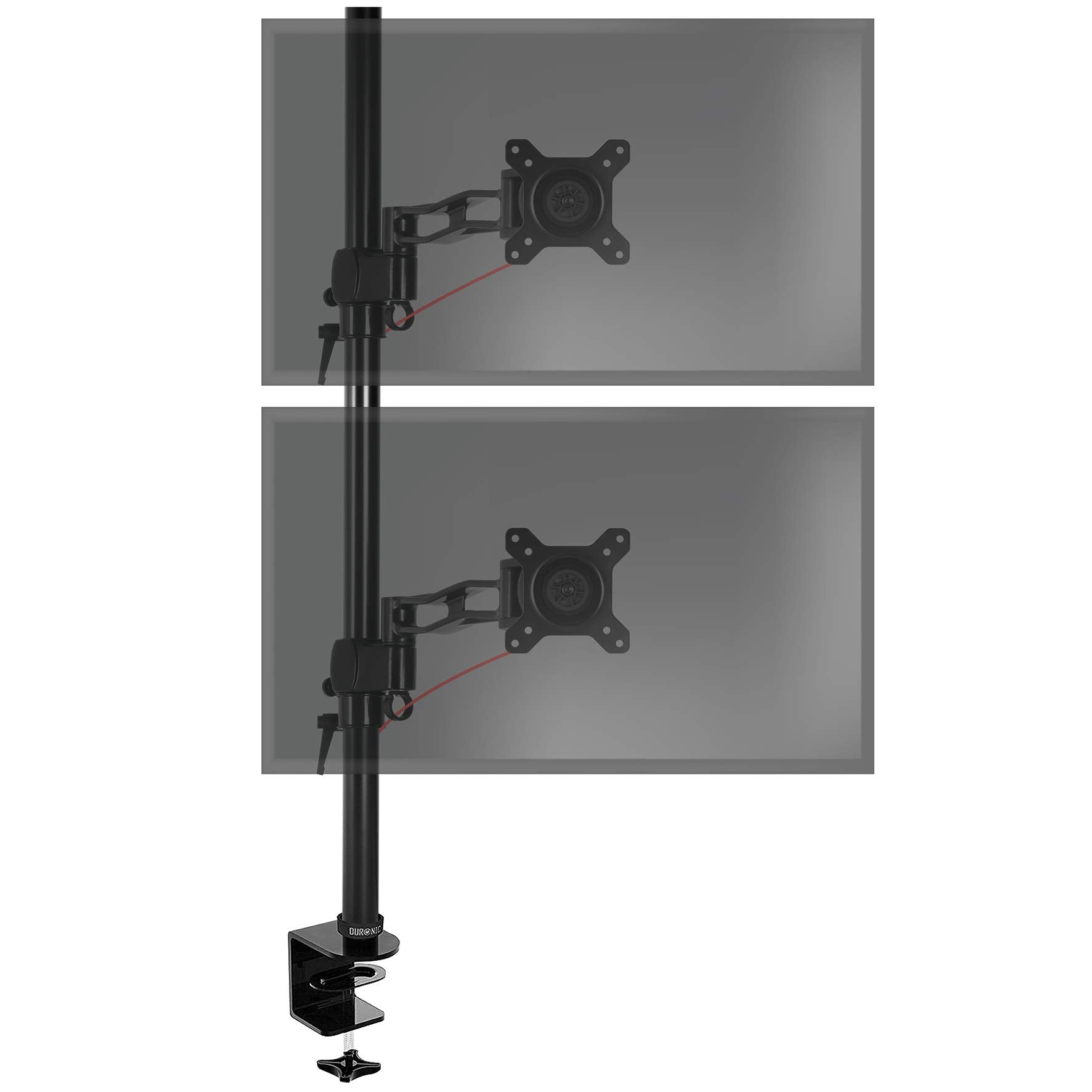 Duronic Dm35v2x2 Bk brazo para monitor 2 pantallas de 13 27 y 8 kg cada altura ajustable 80cm soporte giratorio inclinable capacidad 8kg 18cm 8kg80