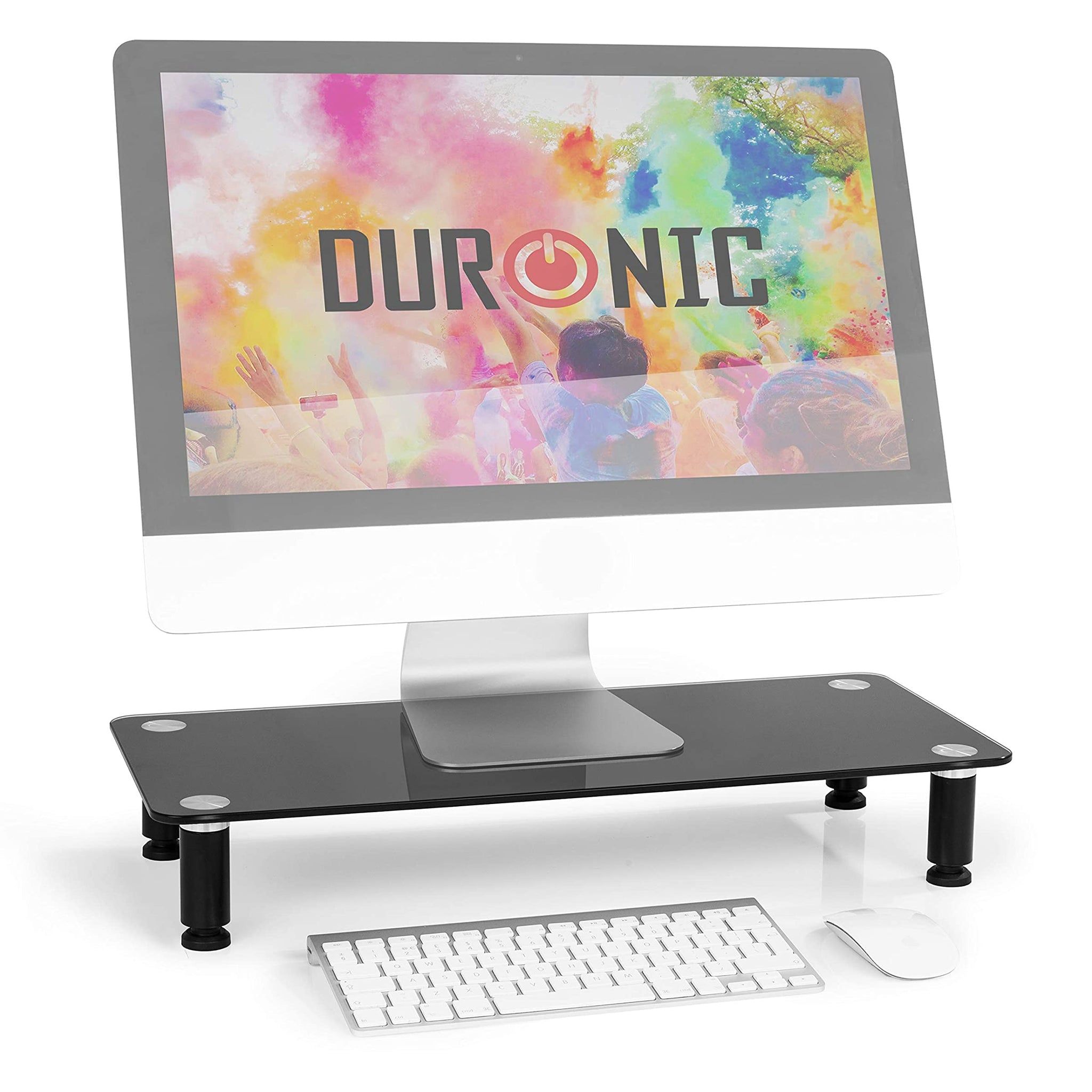 Elevador / soporte ergonómico para pantalla Duronic DM052-2 Elevador para Pantalla, Ordenador Portátil, Televisor - 56 x 24 cm - Soporta 20 kg;DURONIC, Cristal negro