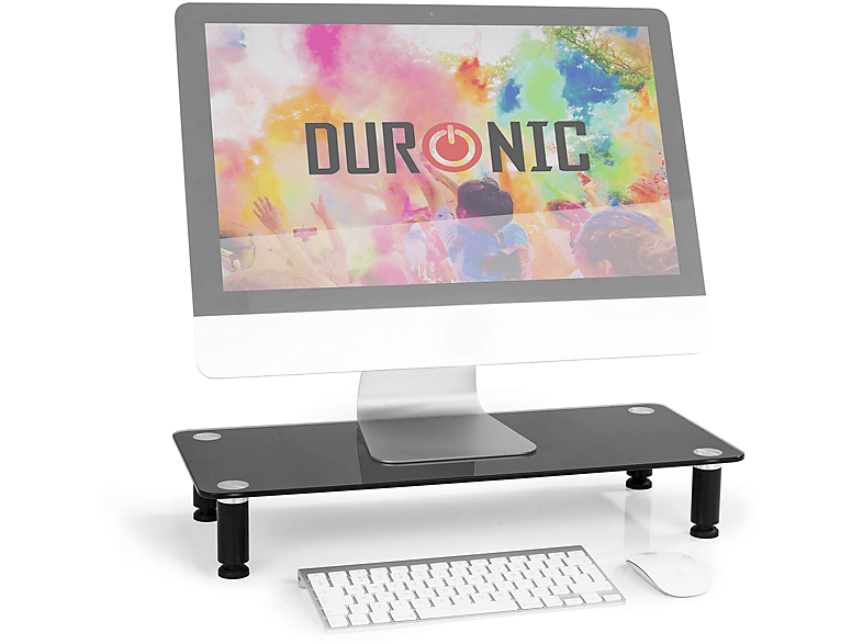 DURONIC DM052-2 Monitorerhöhung | 56cm x 24cm | Höhe bis 10,5cm | Bis 20kg | Bildschirmständer aus Glas, Monitorständer