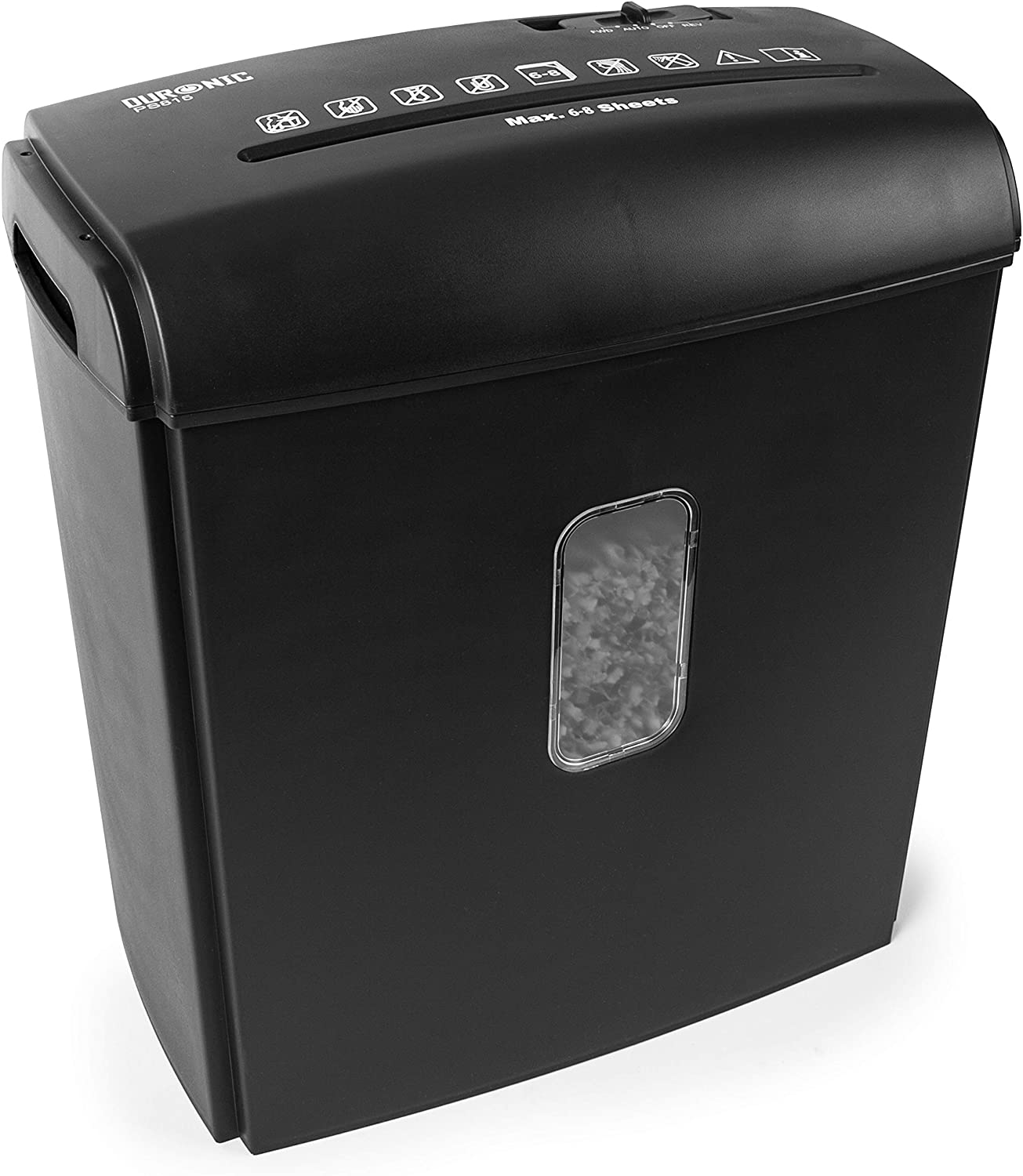 DURONIC PS815 Schredder Schwarz Kreuzschnitt 250W Blatt 8X Elektrisch | A4 15 L | Behälter | Aktenvernichter, Reißwolf