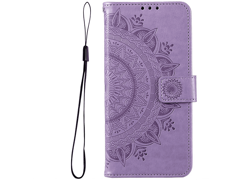 Lila Galaxy COVERKINGZ Muster, M52 Bookcover, Mandala Samsung, 5G, mit Klapphülle