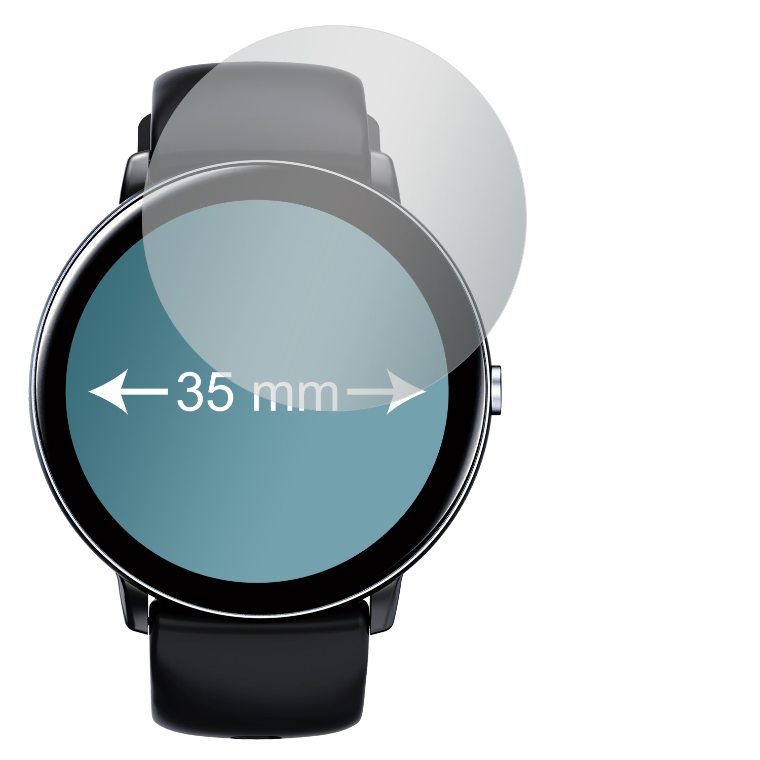 SLABO 4 x Displayschutzfolie 35 No | Ø Displayschutz(für Kreisrund, Reflexion Armbanduhr Durchmesser: Smartwatch mm)