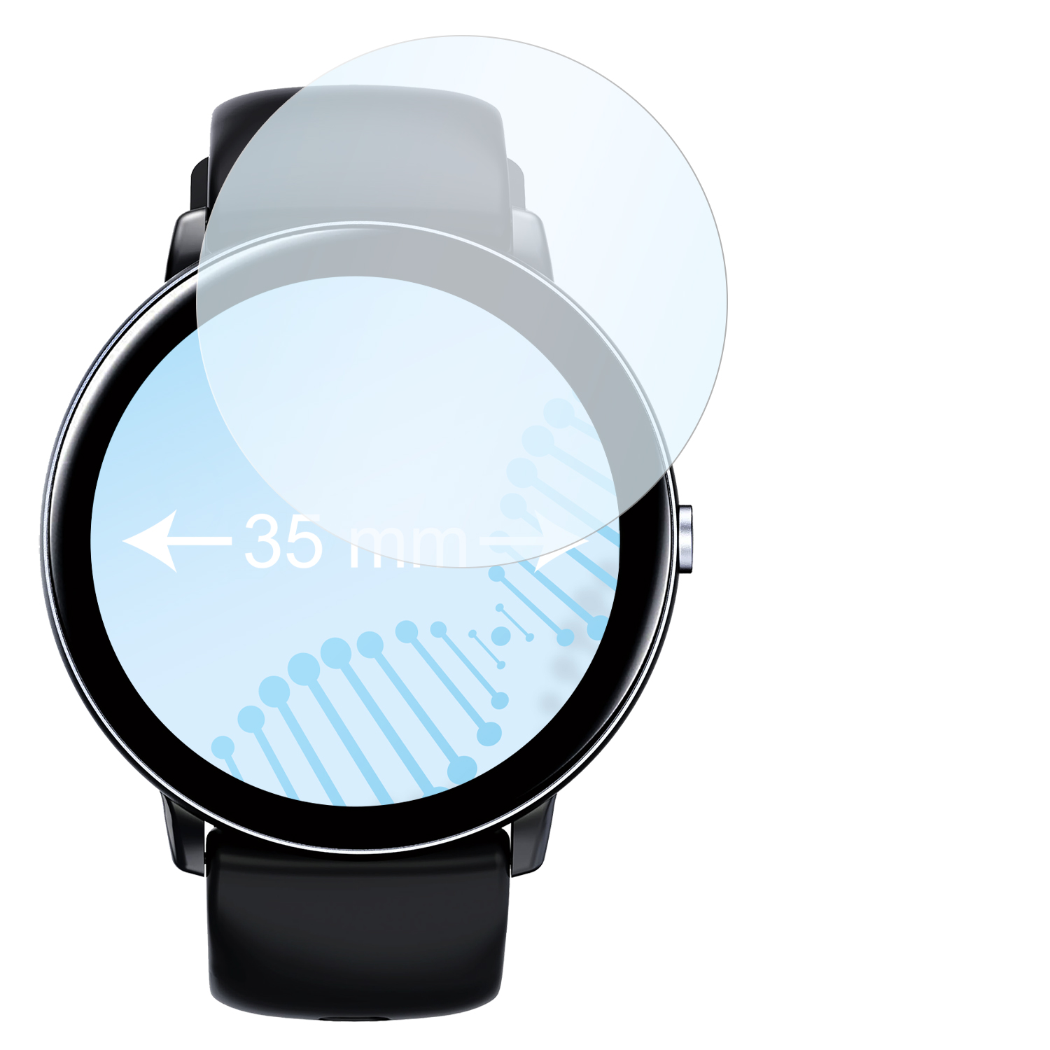 35 flexible mm) antibakterielle Armbanduhr | Ø Smartwatch Hybridglasfolie SLABO Kreisrund, Displayschutz(für Durchmesser: