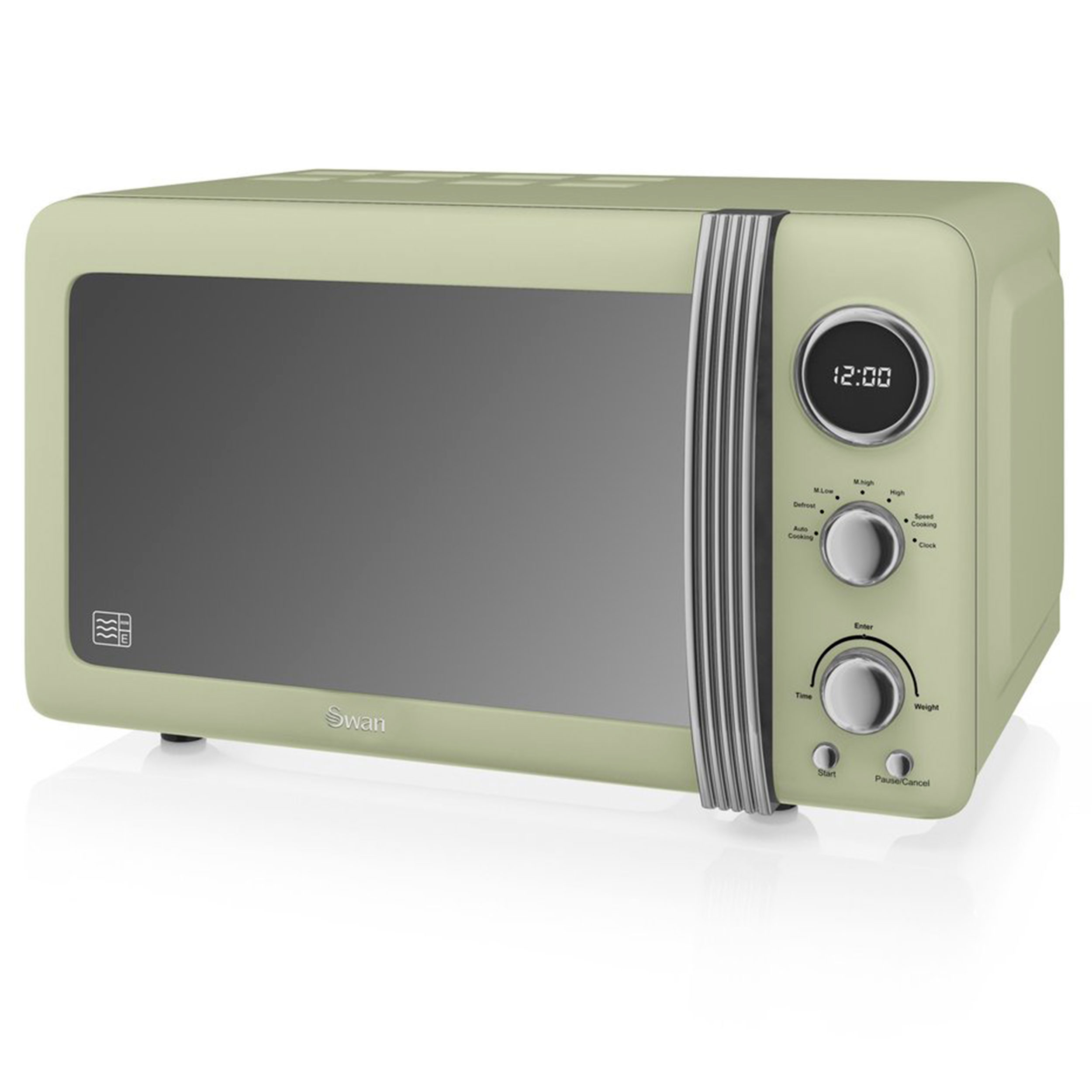 Swan Retro Microondas 20l 800w verde sm22030gn encimera solo sin grill digital 5 niveles potencia descongelación temporizador 800 20 liter 60 27