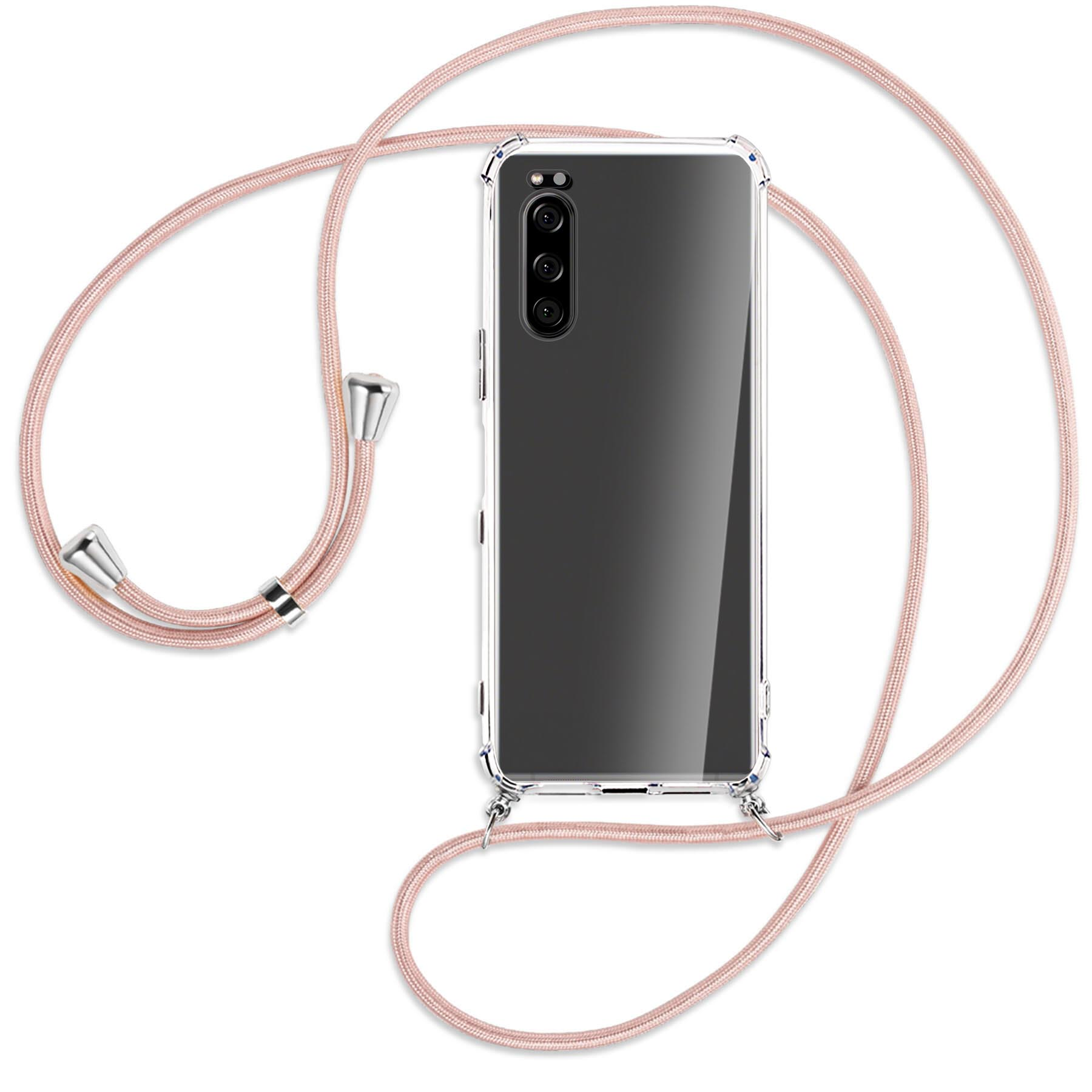 Xperia MTB Backcover, Umhänge-Hülle Silber ENERGY / 5, Rosegold Sony, Kordel, mit MORE