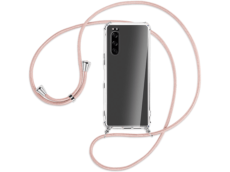 Xperia MTB Backcover, Umhänge-Hülle Silber ENERGY / 5, Rosegold Sony, Kordel, mit MORE
