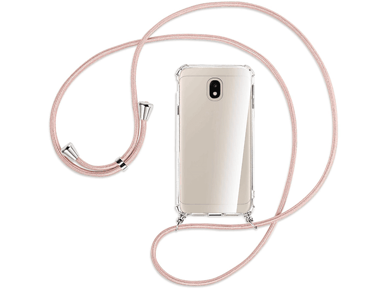Kordel, 2017, MTB / MORE Samsung, mit Silber Umhänge-Hülle Backcover, Galaxy ENERGY J3 Rosegold