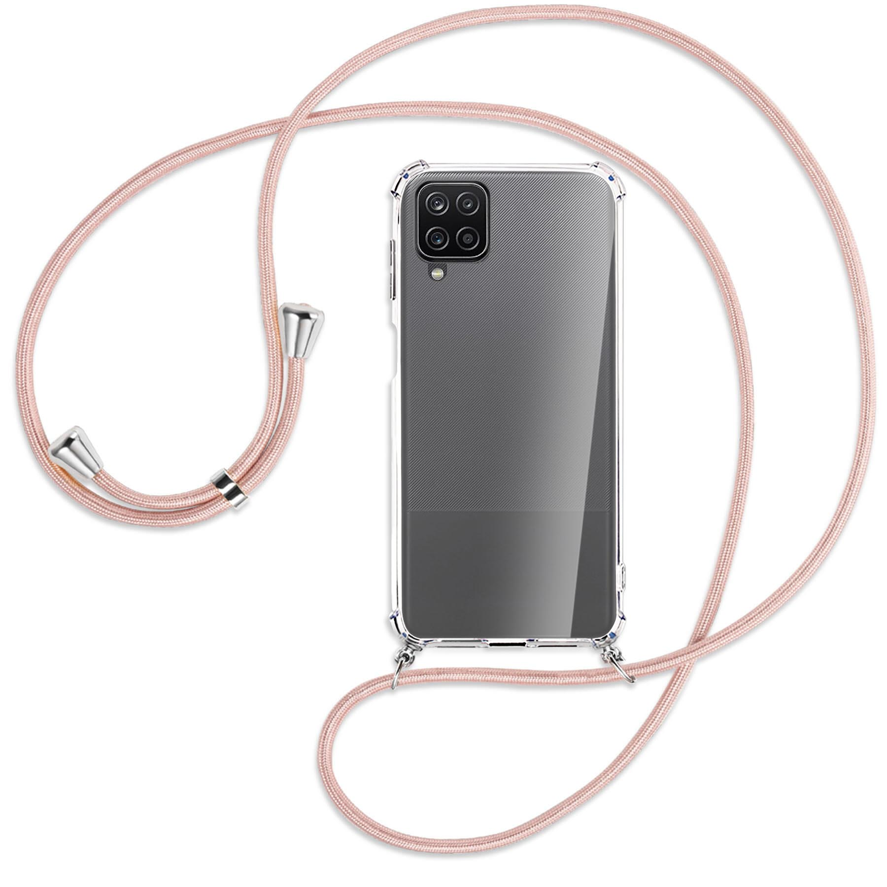 MTB Silber ENERGY M15, Samsung, MORE Rosegold Galaxy A12, Galaxy / Kordel, Umhänge-Hülle mit Backcover,