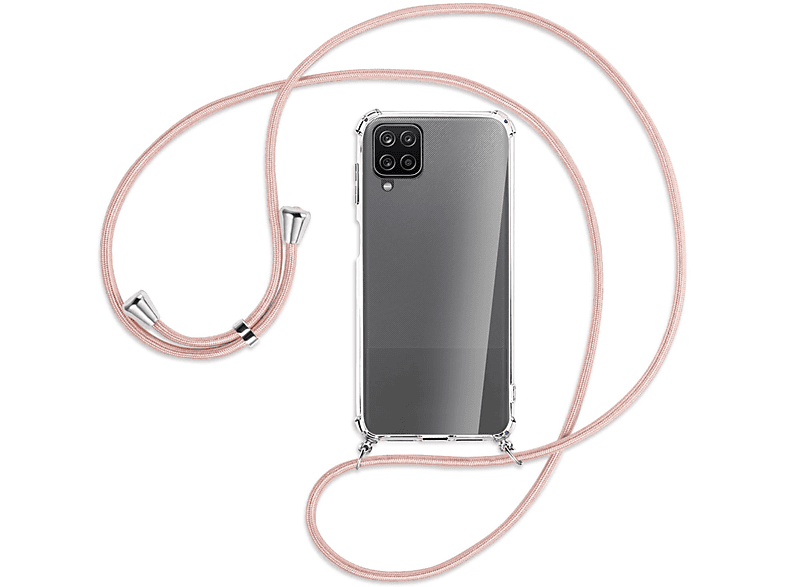 MTB Silber ENERGY M15, Samsung, MORE Rosegold Galaxy A12, Galaxy / Kordel, Umhänge-Hülle mit Backcover,