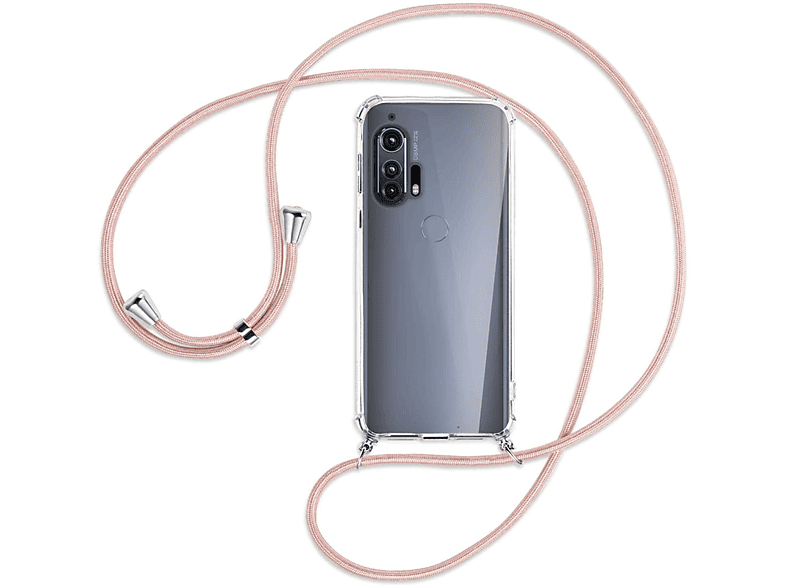 ENERGY Rosegold 5G, mit MTB EdgePlus Motorola, Silber Umhänge-Hülle Kordel, / Backcover, MORE
