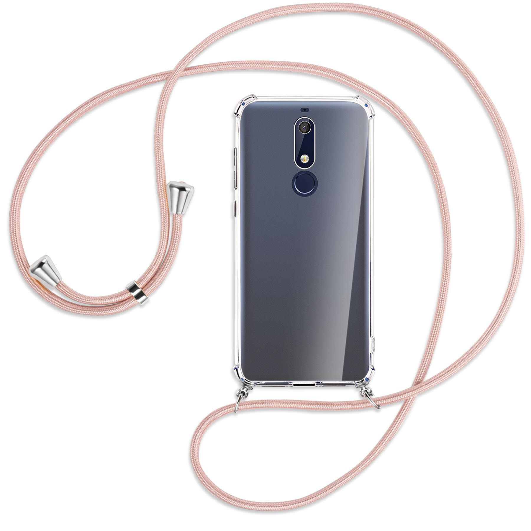 Nokia, Backcover, Umhänge-Hülle MORE Kordel, mit Rosegold ENERGY Silber 5.1, MTB /