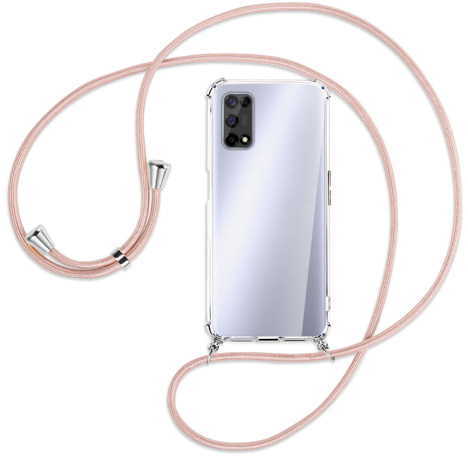 Umhänge-Hülle 10 V5 mit Realme, ENERGY Backcover, MTB Kordel, Rosegold 5G, 5G, MORE / Silber