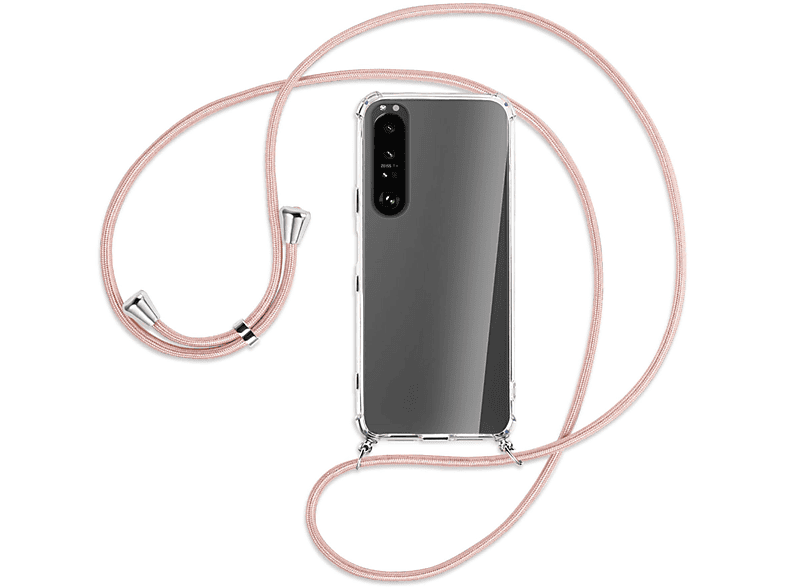 Umhänge-Hülle mit MTB II, ENERGY Backcover, MORE Kordel, / Rosegold Silber Sony, Xperia 1