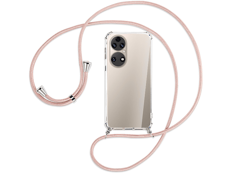 MORE Huawei, / Backcover, Umhänge-Hülle ENERGY Rosegold mit Silber MTB Kordel, P50,