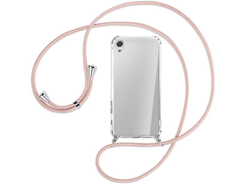 Rosegold Xperia / MTB Backcover, mit ENERGY MORE Performance, Umhänge-Hülle Silber X Kordel, Sony,