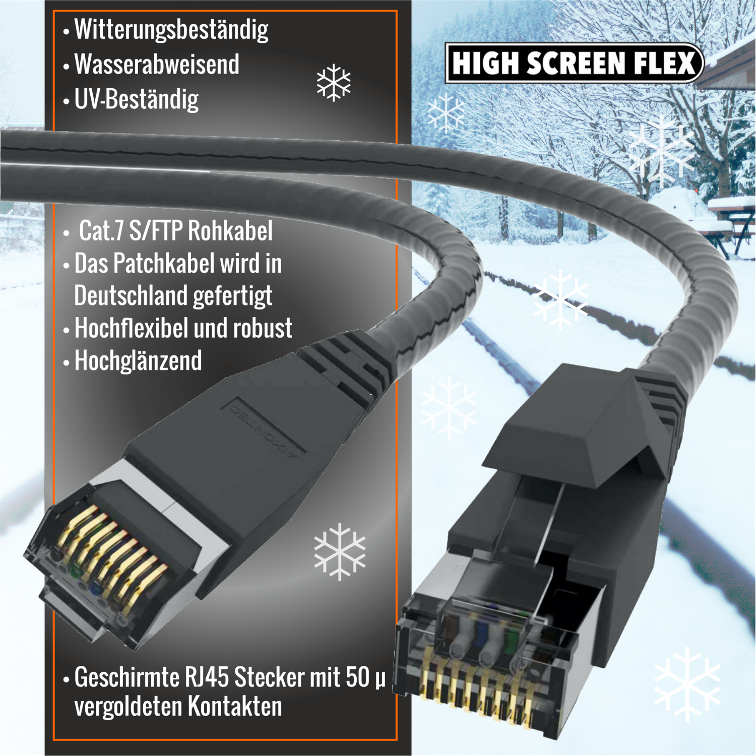 AIXONTEC 8,0m RJ45 10 Lankabel Outdoor Ethernetkabel m 8,0 UV-Beständig Gigabit, Netzwerkkabel