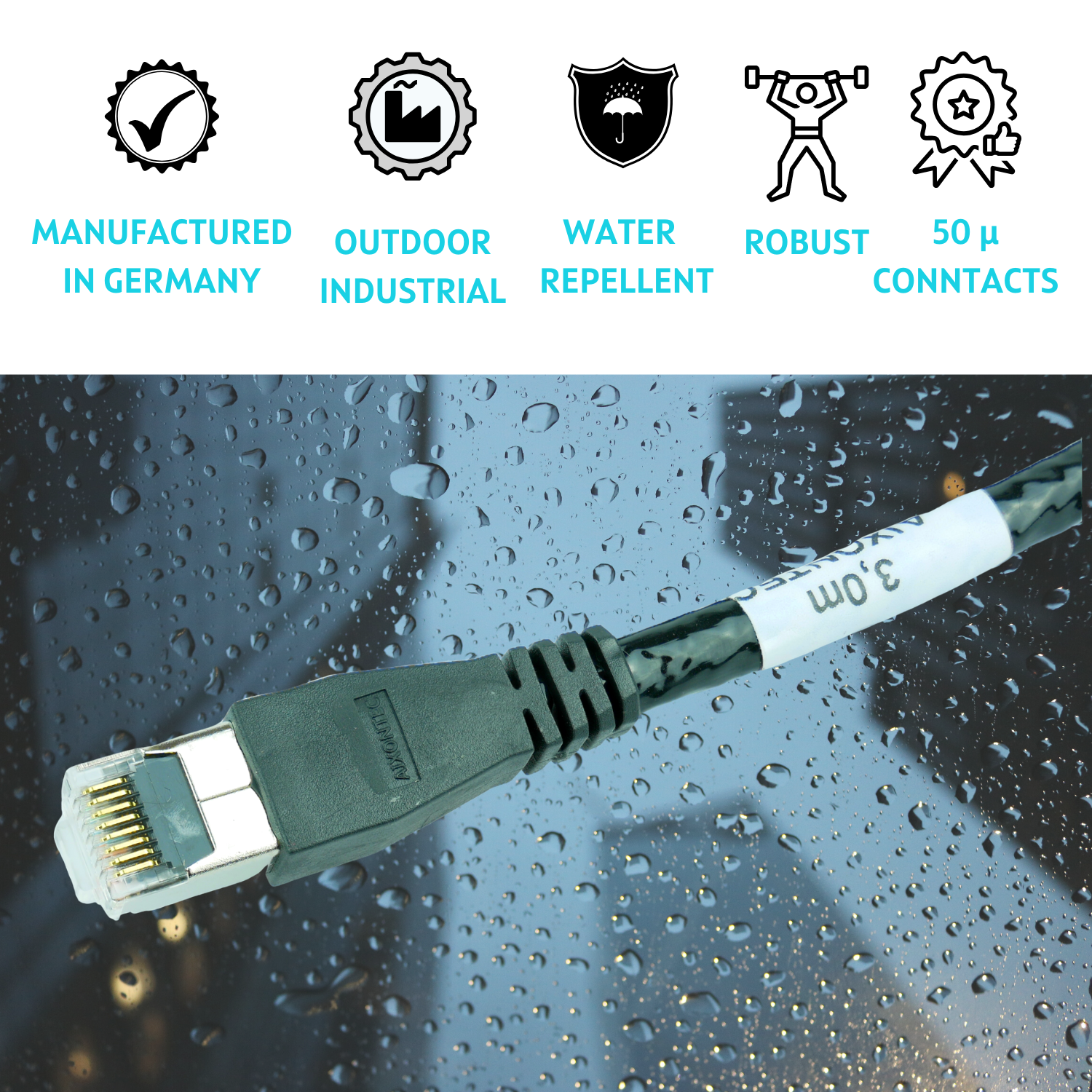 Gigabit, Outdoor RJ45 Lankabel 50,0m 10 m Ethernetkabel UV-Beständig AIXONTEC 50,0 Netzwerkkabel,