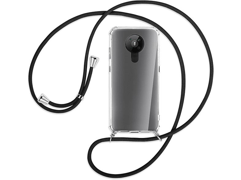 MTB MORE 5.3, Backcover, ENERGY Schwarz Nokia, / Umhänge-Hülle mit Silber Kordel