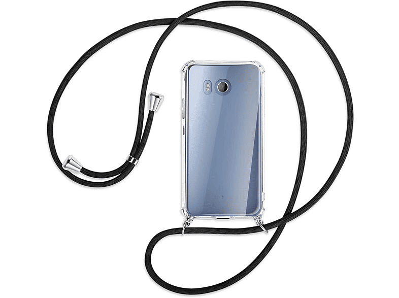 MTB MORE HTC, Silber mit Umhänge-Hülle Backcover, Schwarz / Kordel, U11, ENERGY Ocean