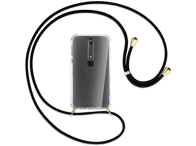Kordel, MORE 6.1, / 2018, mit 6 Schwarz MTB Backcover, Gold Umhänge-Hülle Nokia, ENERGY
