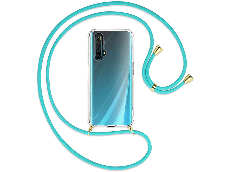 Realme, Umhänge-Hülle Gold 5G, ENERGY / 5G, Kordel, Türkis X50 SuperZoom, Backcover, X50m mit MTB X3 MORE X3,