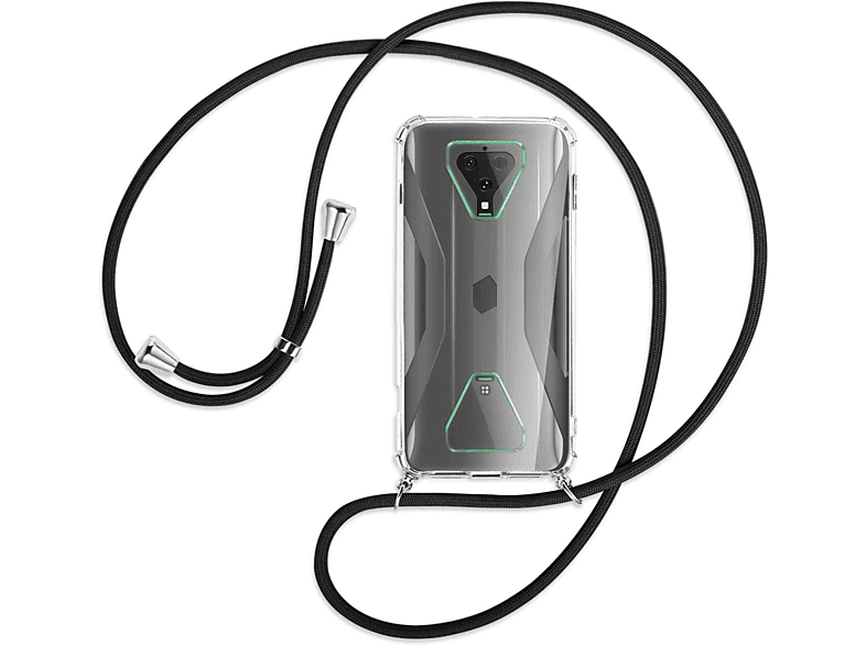 MTB MORE ENERGY Umhänge-Hülle Schwarz Black Kordel, mit Backcover, Silber / Xiaomi, 3, Shark