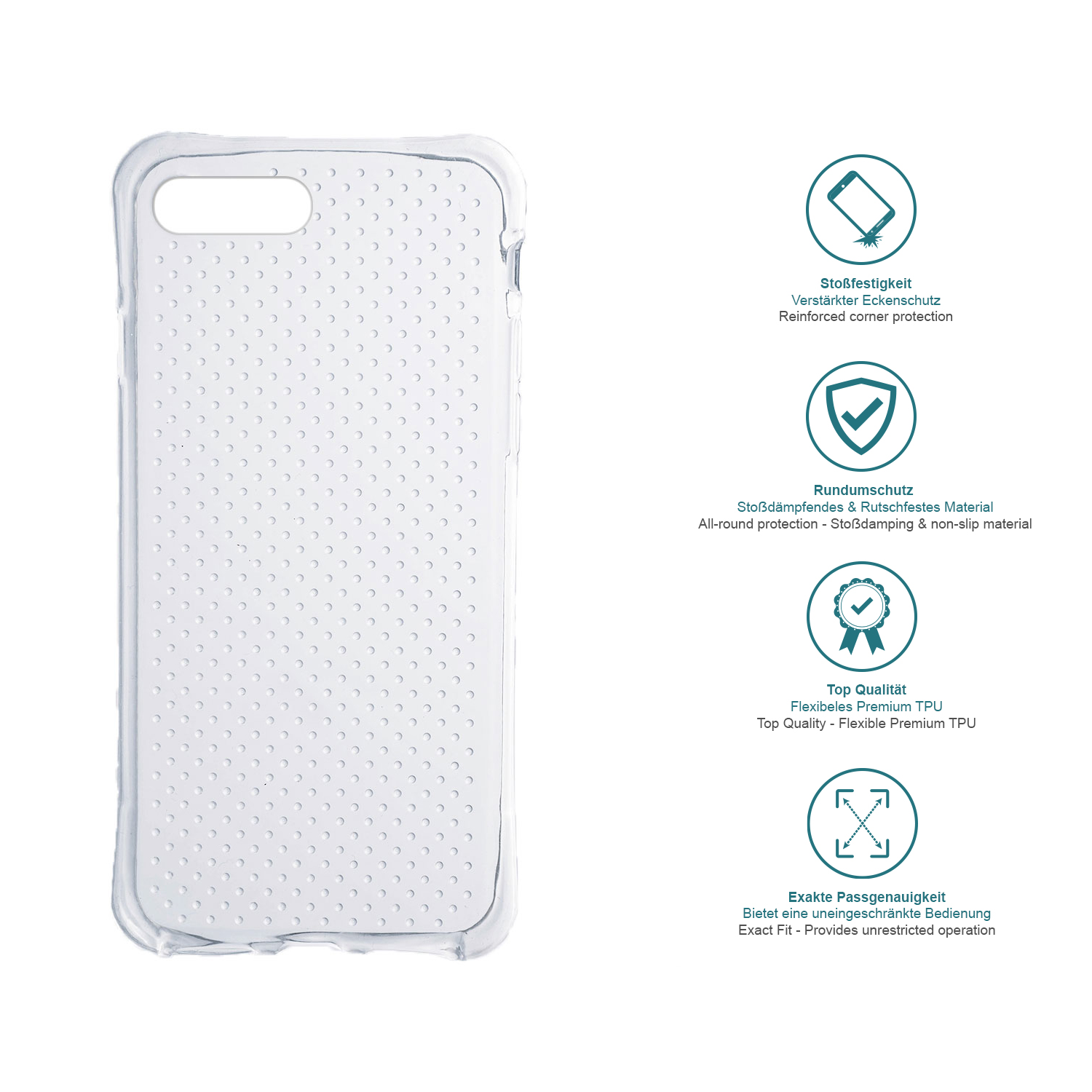 SLABO PREMIUM TPU 7 Plus, Apple, Bumper, Plus 8 | iPhone Transparent Schutzhülle, | iPhone Handyhülle