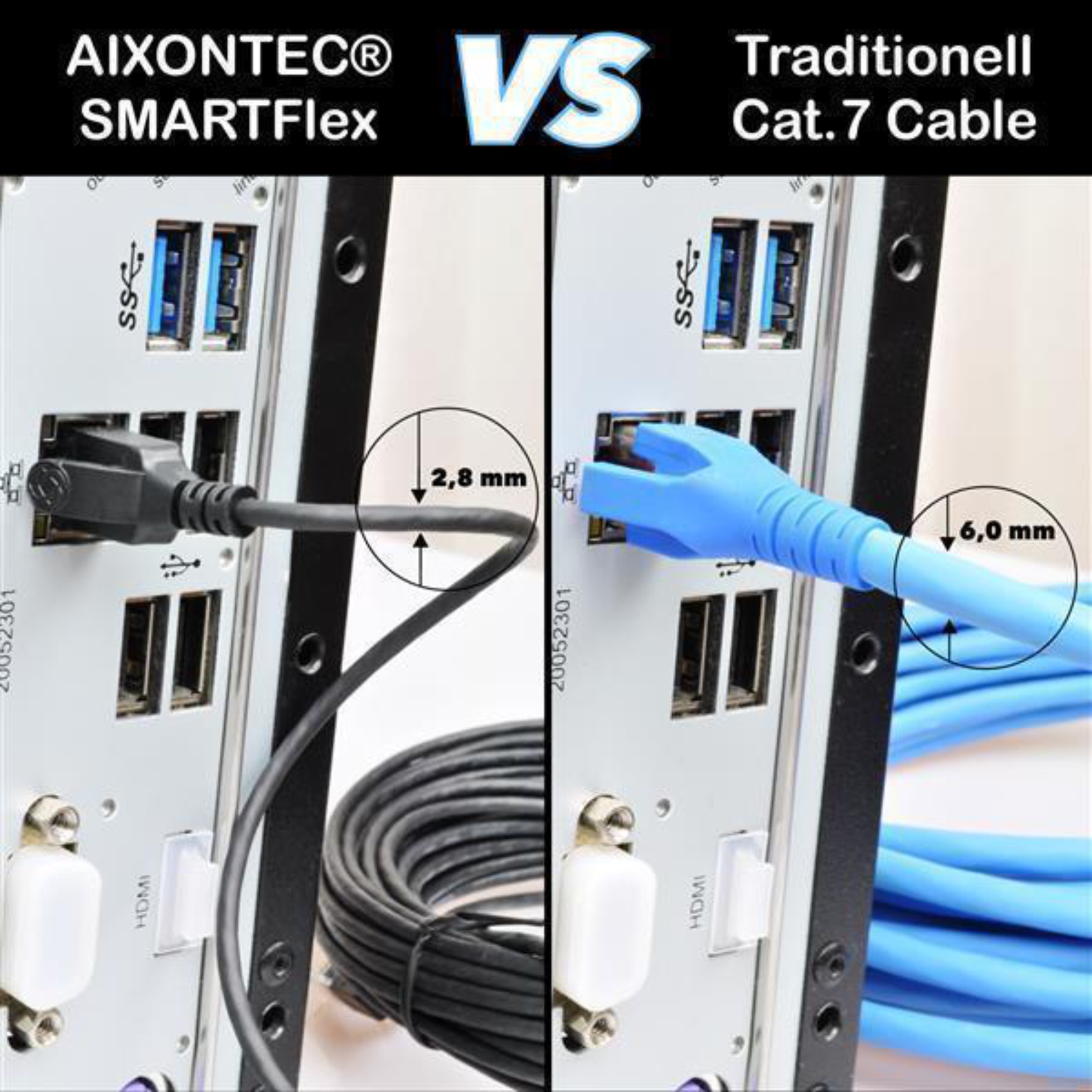 AIXONTEC 2x 1,0m Cat.6 Lankabel dünn, Gigabit Netzwerkkabel, 1,0 RJ45 m