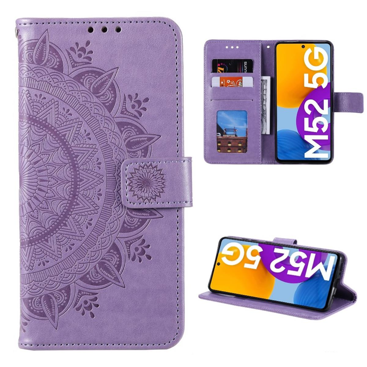 Lila Galaxy COVERKINGZ Muster, M52 Bookcover, Mandala Samsung, 5G, mit Klapphülle