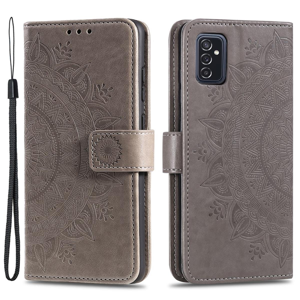 COVERKINGZ Klapphülle mit M52 Bookcover, Samsung, 5G, Galaxy Muster, Mandala Grau