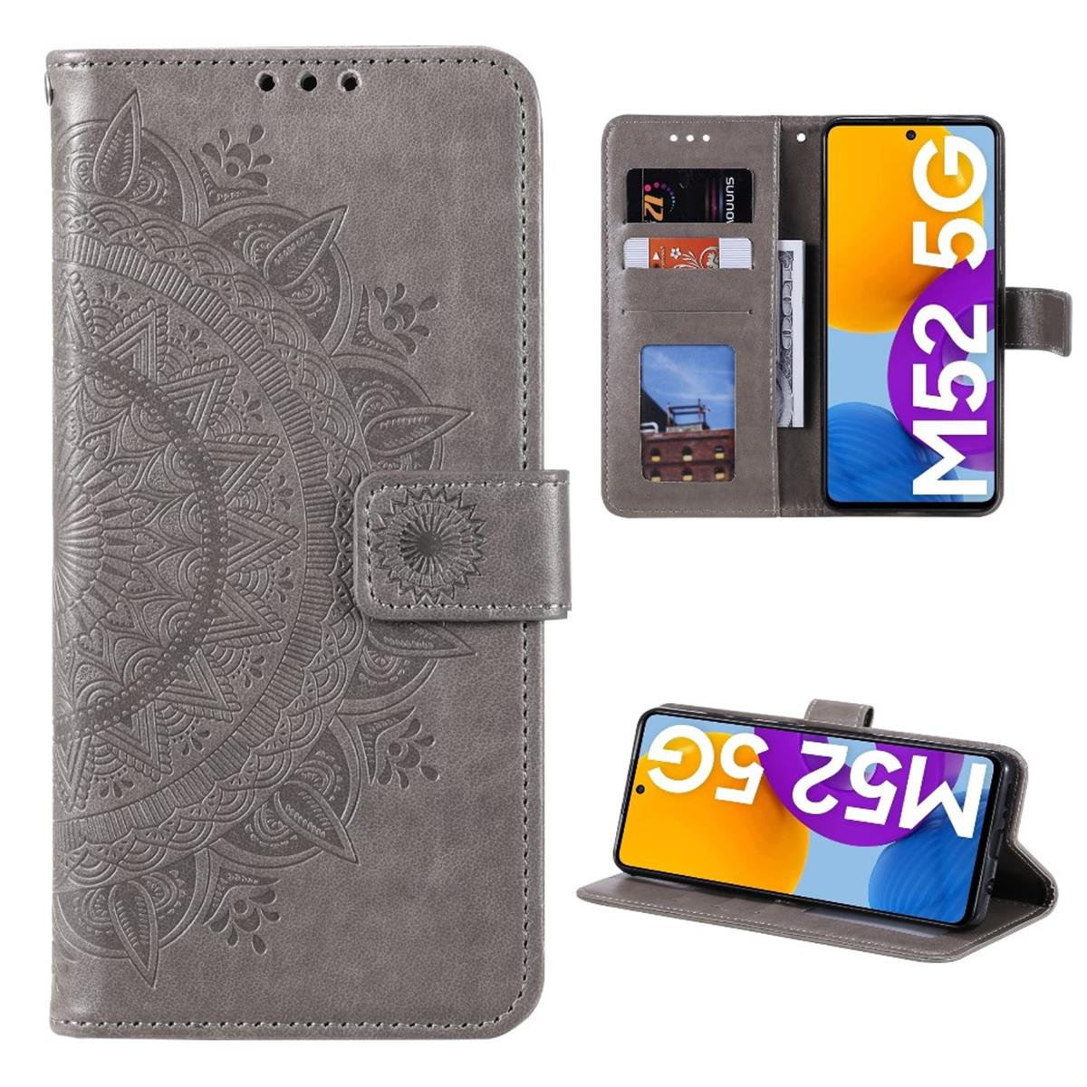 COVERKINGZ Klapphülle mit Mandala Muster, 5G, Galaxy Bookcover, Samsung, M52 Grau