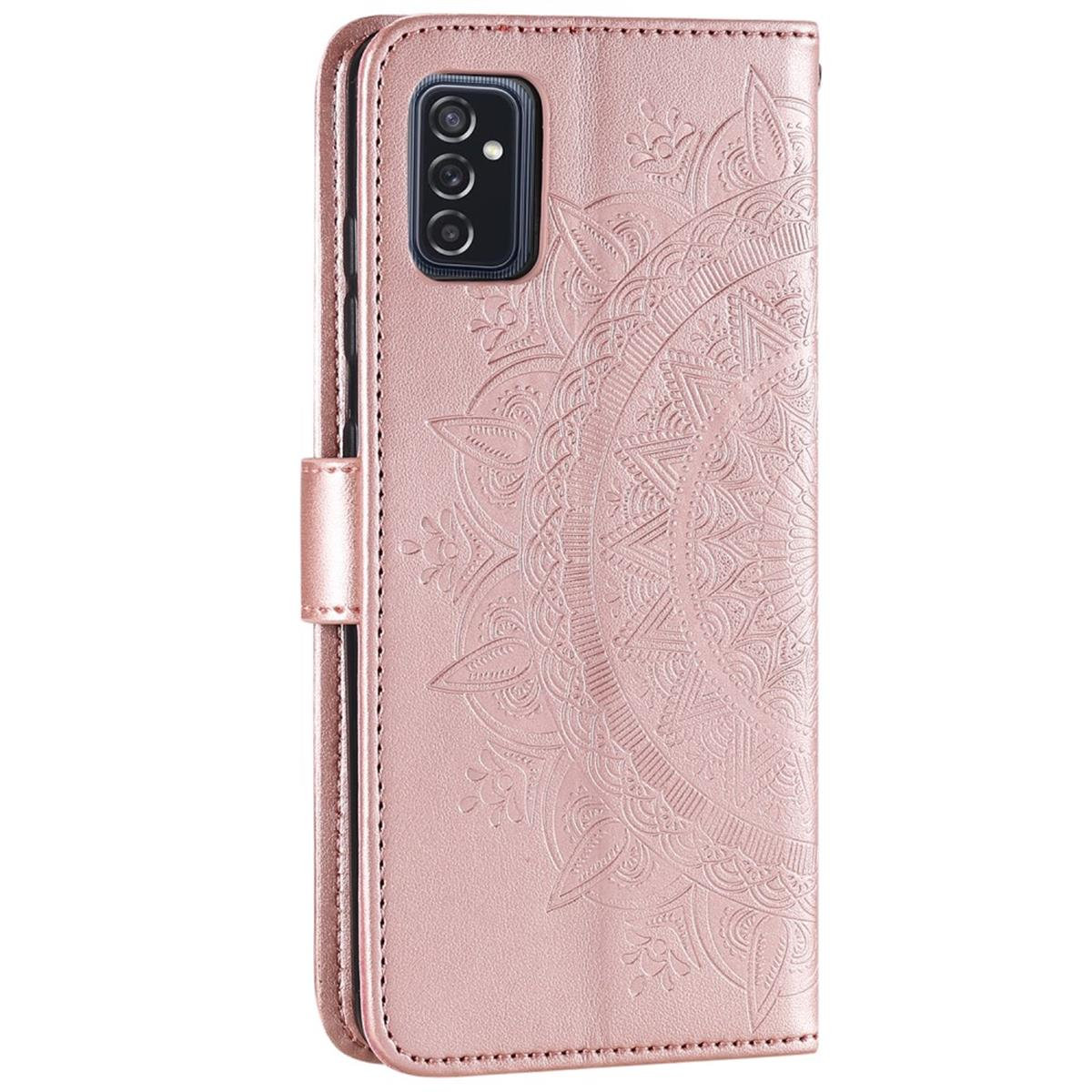 Rosa Handyhülle mit floralem Design, geschlossen.