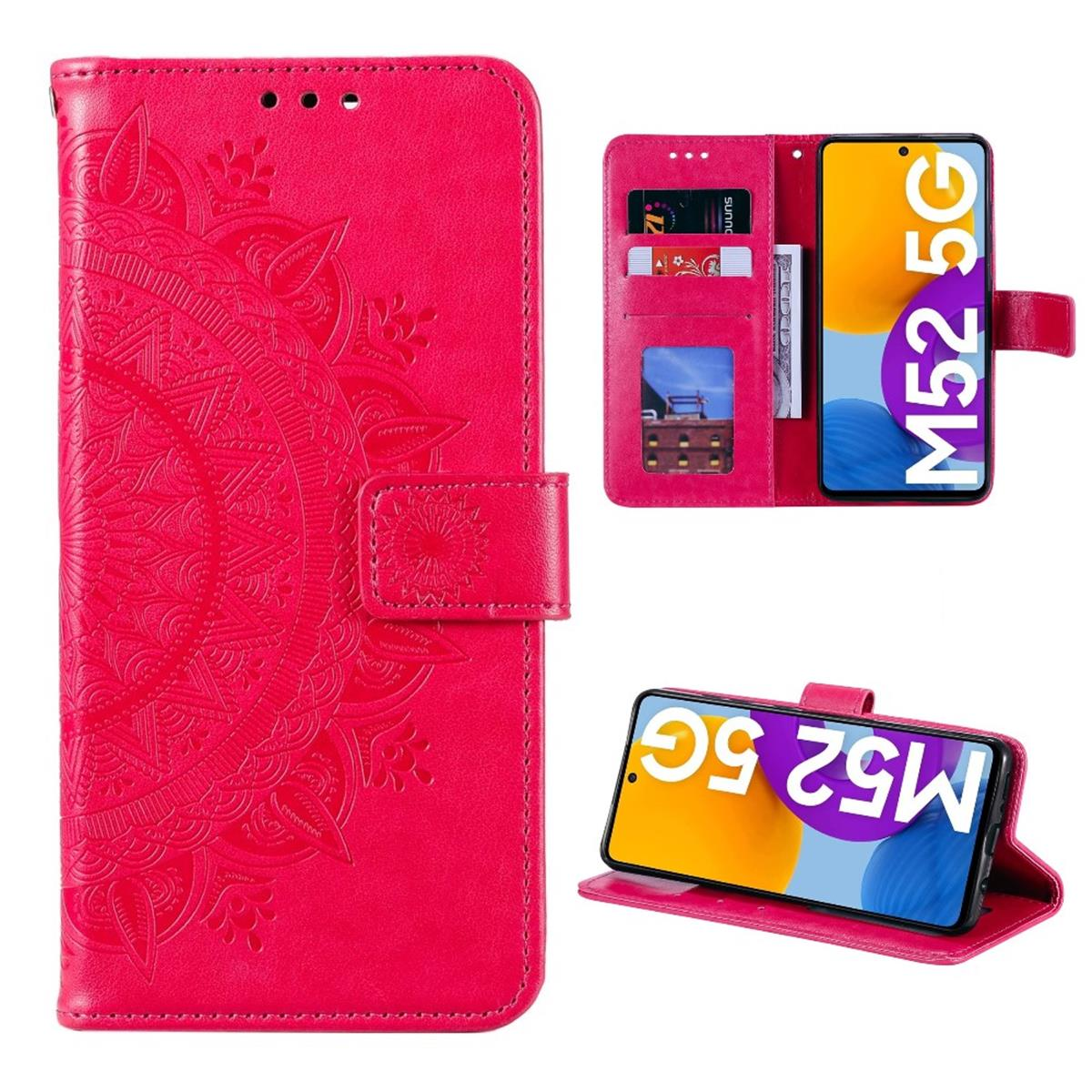 COVERKINGZ Klapphülle mit Mandala M52 Samsung, 5G, Muster, Pink Bookcover, Galaxy