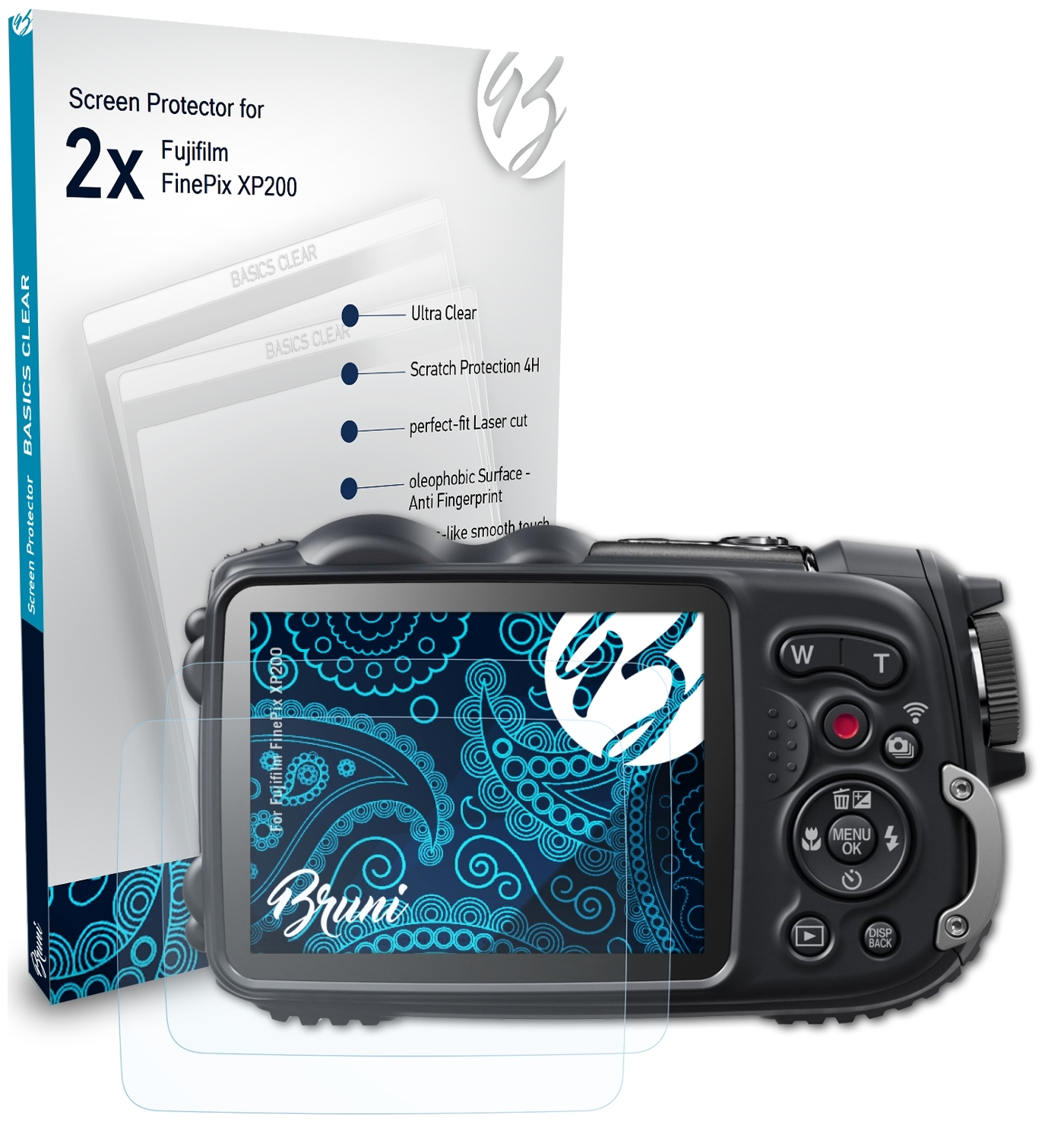 BRUNI 2x Basics-Clear Schutzfolie(für XP200) FinePix Fujifilm