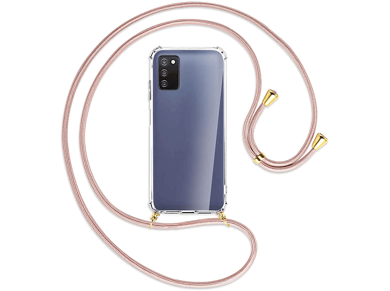 MTB MORE ENERGY Umhänge-Hülle mit Kordel, Backcover, Samsung, Galaxy A03S 4G, Galaxy A03S LTE, Rosegold / Gold