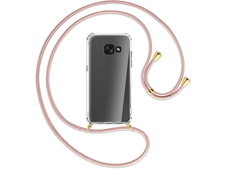 MTB MORE ENERGY Umhänge-Hülle mit Gold Galaxy Samsung, A3 Kordel, Backcover, 2017, / Rosegold