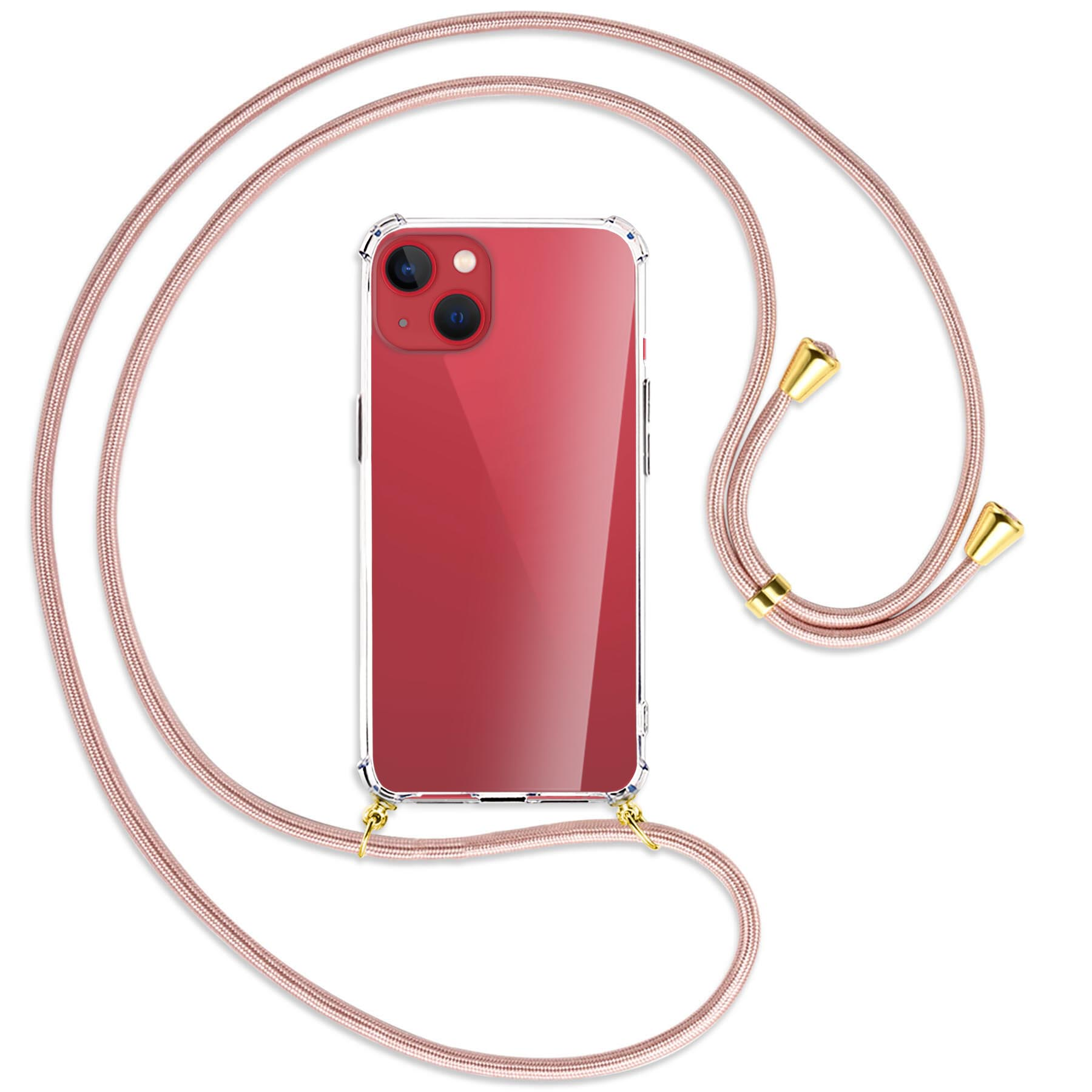 MTB MORE / Apple, Kordel, ENERGY mit Rosegold Gold 13 Backcover, iPhone mini, Umhänge-Hülle