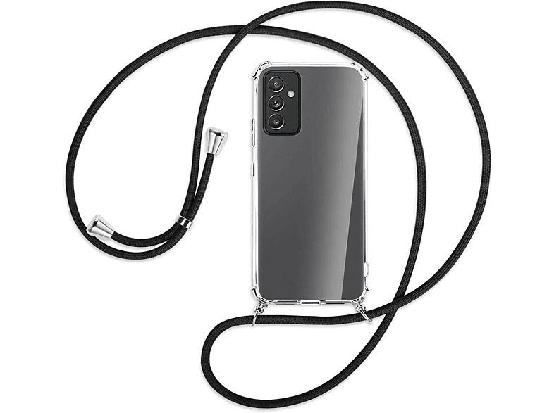 Schwarz Backcover, 5G, mit MORE Umhänge-Hülle / Galaxy Kordel, MTB Samsung, Silber ENERGY A82