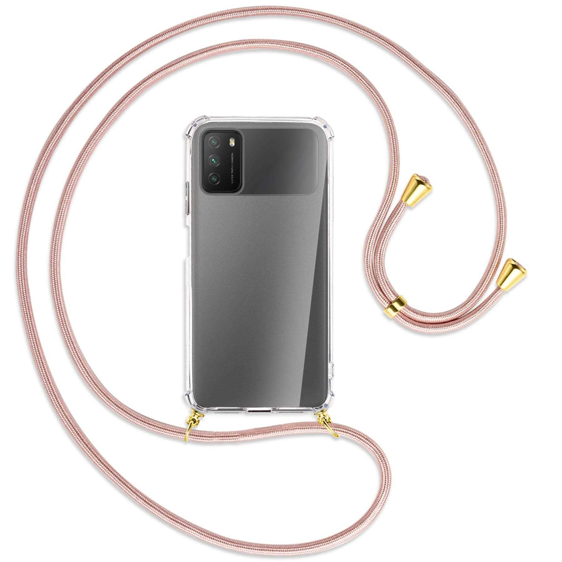 Xiaomi, Umhänge-Hülle M3, MTB Poco mit Backcover, ENERGY Gold Rosegold MORE Kordel, /