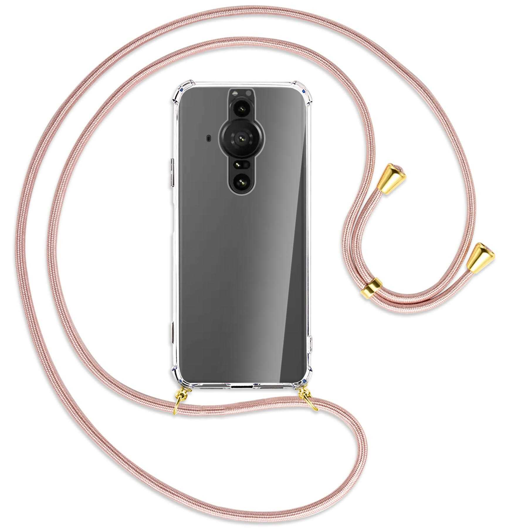 / mit Gold Backcover, Rosegold MORE PRO Umhänge-Hülle Kordel, ENERGY MTB Xperia 1, Sony,