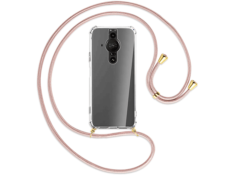 / mit Gold Backcover, Rosegold MORE PRO Umhänge-Hülle Kordel, ENERGY MTB Xperia 1, Sony,
