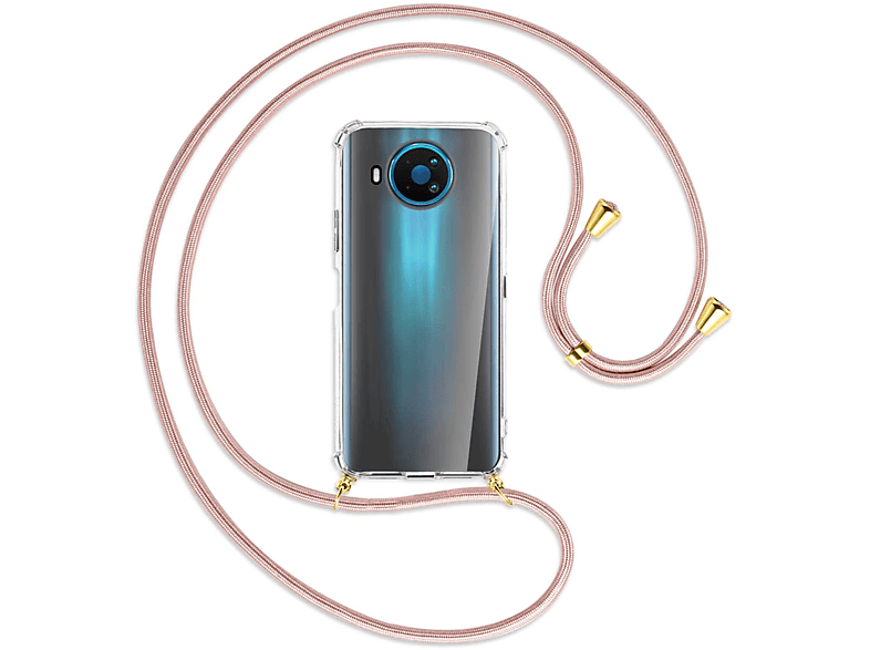 / Rosegold MORE ENERGY 5G, Gold Kordel, Umhänge-Hülle mit 8.3 MTB Backcover, Nokia,