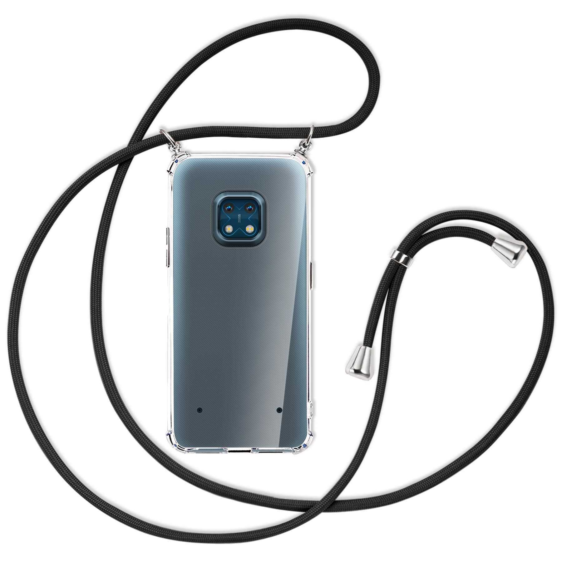 Backcover, MTB Schwarz ENERGY Nokia, mit Umhänge-Hülle Silber MORE XR 20, Kordel, /