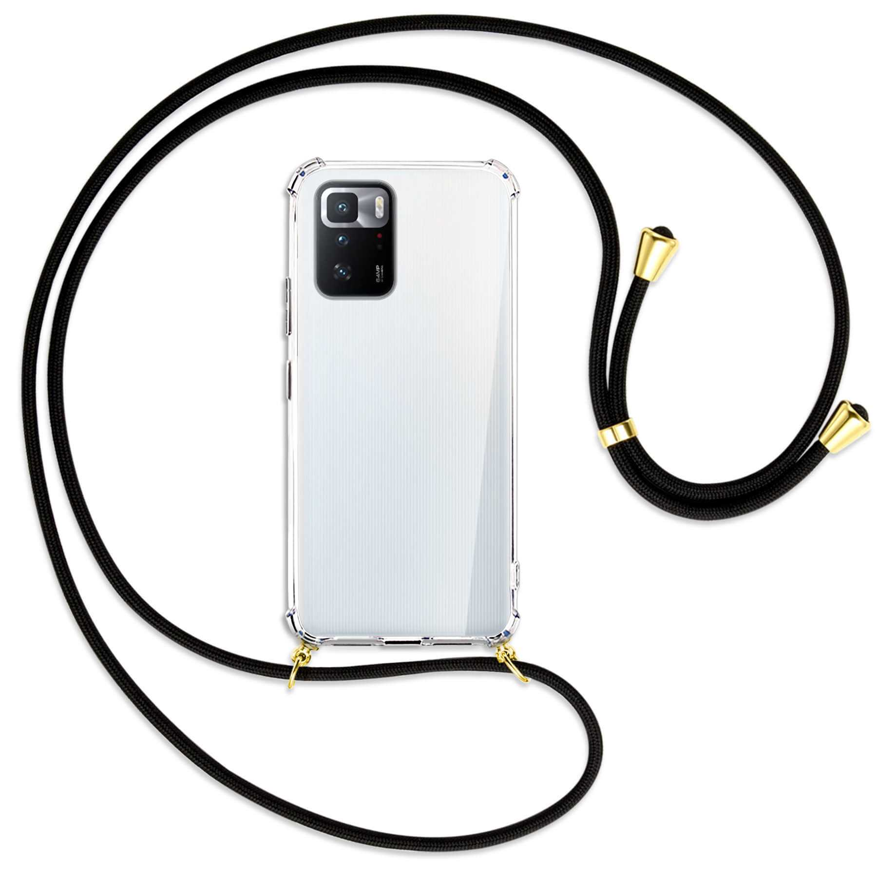 MTB Poco Xiaomi, Schwarz ENERGY Umhänge-Hülle / Gold X3 mit Backcover, Kordel, GT, MORE