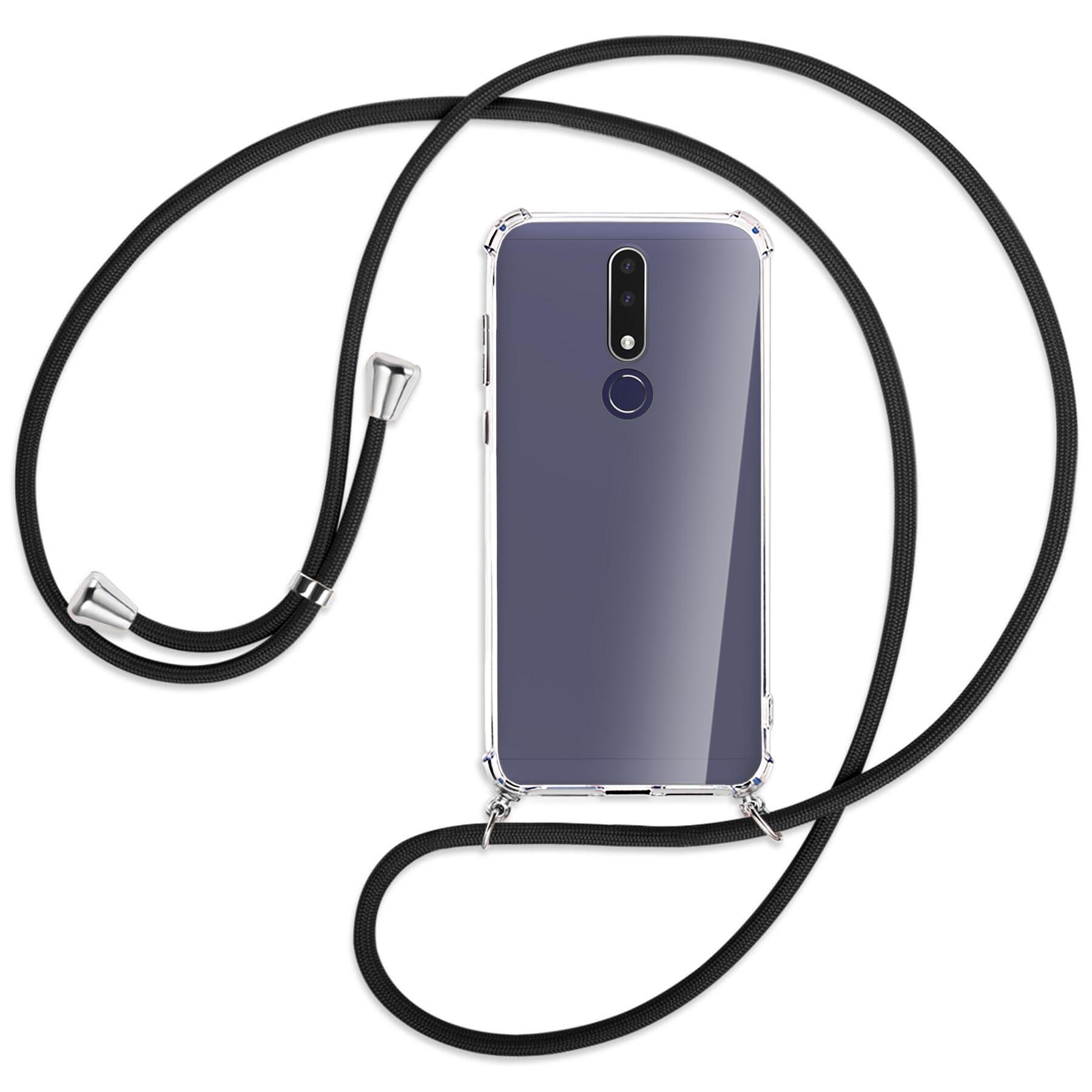MTB MORE mit 3.1 / Nokia, 2019, ENERGY Backcover, Schwarz Silber Plus Kordel, Umhänge-Hülle