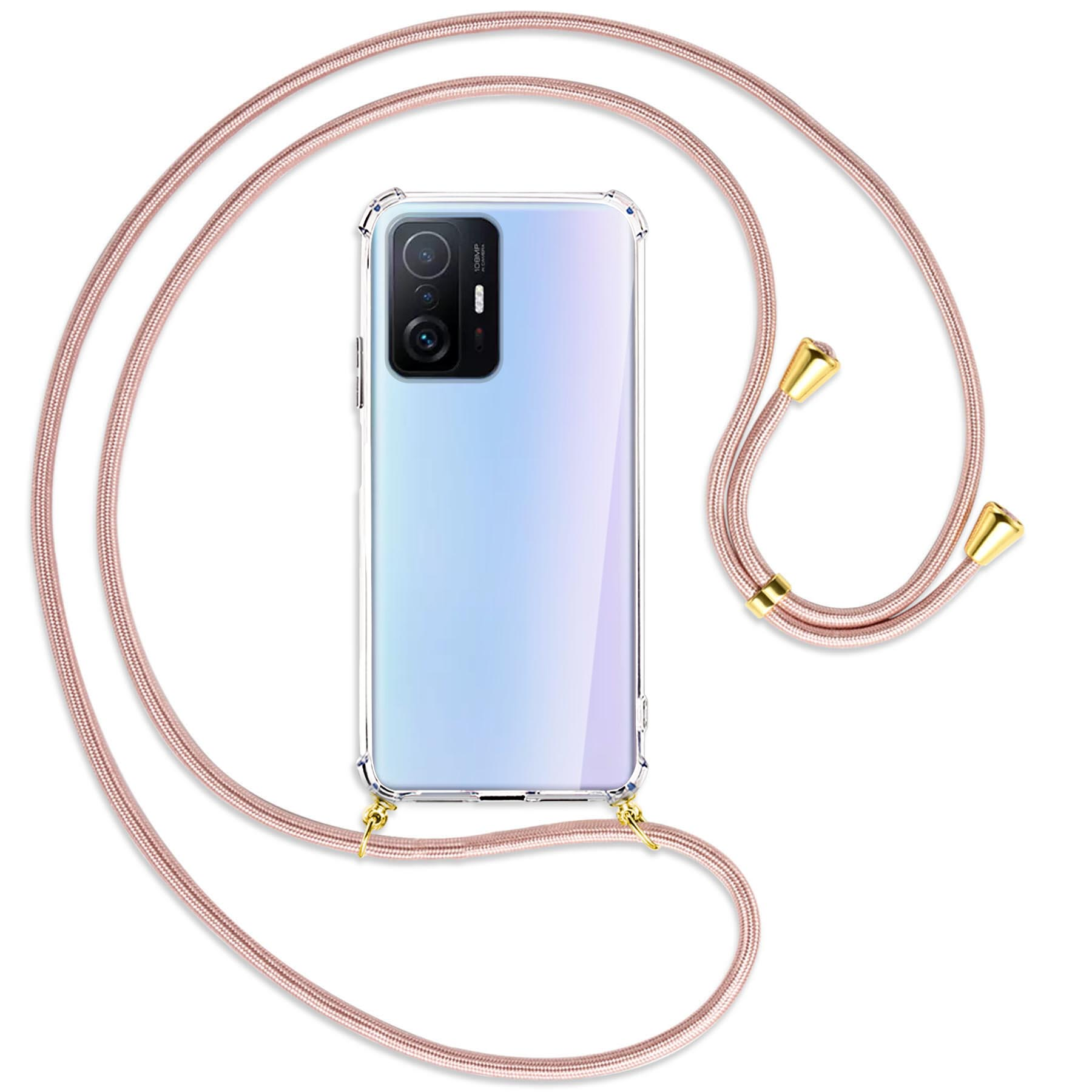 Umhänge-Hülle Backcover, 11T, Rosegold Xiaomi, / mit 11T Gold ENERGY MTB MORE Kordel, Pro,