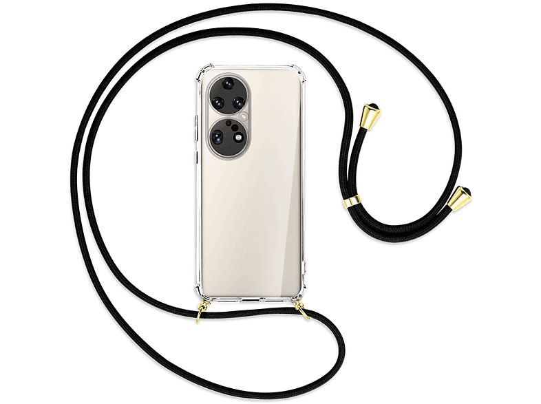 Huawei, MORE mit Pro, / Umhänge-Hülle MTB P50 Kordel, ENERGY Schwarz Gold Backcover,